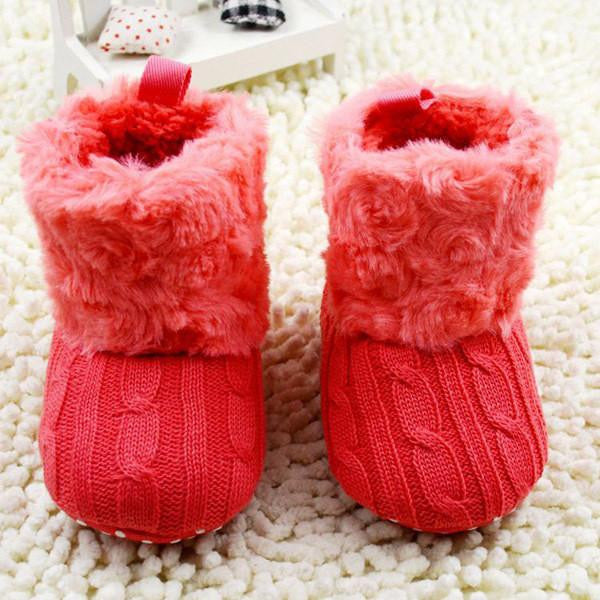 Warm First Walkers Baby Ankle Snow Boots Infant Crochet Knit Fleece Baby Shoes For Boys Girls