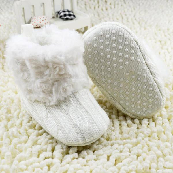 Warm First Walkers Baby Ankle Snow Boots Infant Crochet Knit Fleece Baby Shoes For Boys Girls