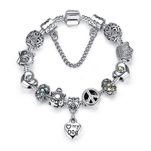 Online discount shop Australia - Luxury Brand Women Bracelet Silver Plated Crystal Charm Bracelet for Women Beads Bracelets & Bangles Jewelry Gift PS3307