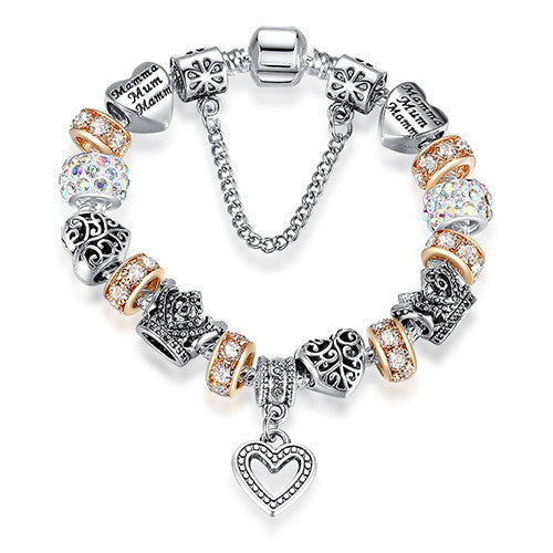 Online discount shop Australia - Luxury Brand Women Bracelet Silver Plated Crystal Charm Bracelet for Women Beads Bracelets & Bangles Jewelry Gift PS3307