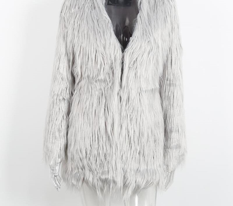 Online discount shop Australia - Fluffy faux fur coat women warm  female outerwear Black elegant jacket coat hairy party overcoat