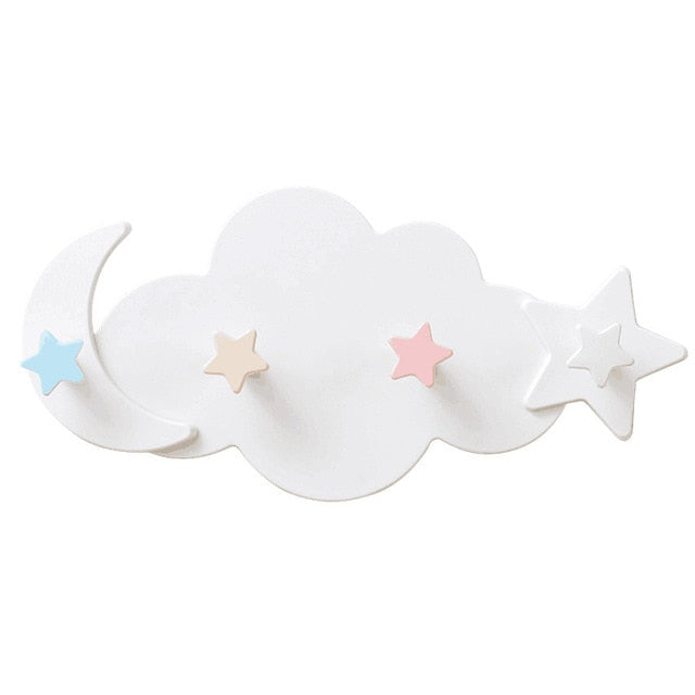 Creative Cute Star Moon Cloud Shape Nail-free Wall Clothes Hooks Kids Room Decorative Key Hanging Hanger Kitchen Storage Hook