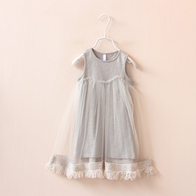 Online discount shop Australia - Fashion style Girls baby tassel dress children mesh dresses for girl children clothing