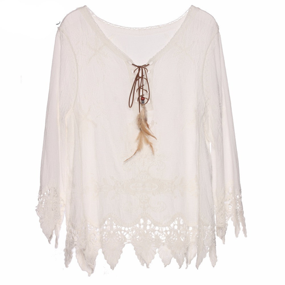 Online discount shop Australia - Gypsy Feather Duster Tops Hippie Boho People Style With Retro Embroidery Fishtail Lace Patch Design Tops Tee t shirt women