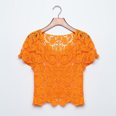 Online discount shop Australia - Fanshoubaby New  Women  Hollow Out Casual Lace Shirts Floral Crochet White Lace Tops