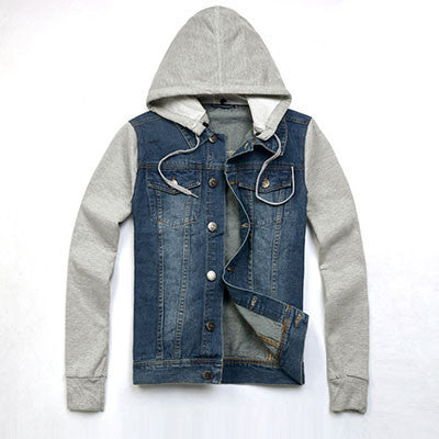 Online discount shop Australia - Men's fashion men's sportswear cowboy hoodies, hooded jacket removable hat denim jacket size M-4XL, 5XL