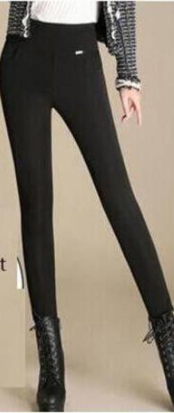 Women office work pants stretch Warm velvet ladies pencil pants black blue White High Waist trousers