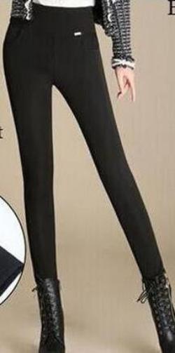 Women office work pants stretch Warm velvet ladies pencil pants black blue White High Waist trousers