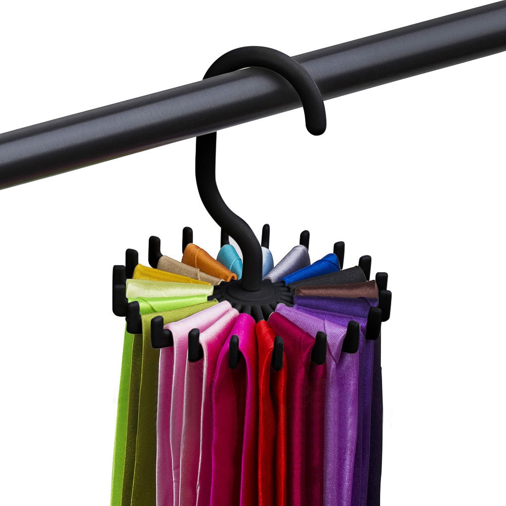 New 360 Degree Rotating Tie Rack Belt Hangers 20 Neck Holder Hook for Closet Organizers Home Hanging12*11*3.8cm  11.29
