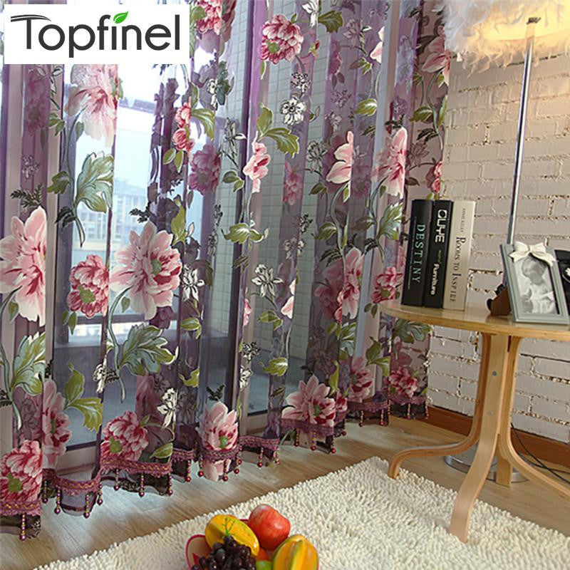 Top Finel Purple Tulle for Windows Luxury Sheer Curtains for Kitchen Living Room The Bedroom Window Treatments Panel Draperies