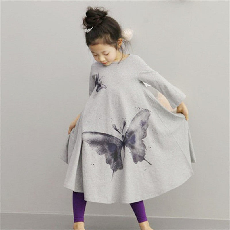 Online discount shop Australia - Baby Girls Full butterfly print Dress 2t-8 Kids Beach Dresses for girls toddler girls clothing