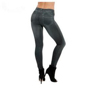 Women's Casual Warm Legging Denim Leggings Plus Size Elastic Slim High Waist Legging With Pocket