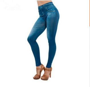 Women's Casual Warm Legging Denim Leggings Plus Size Elastic Slim High Waist Legging With Pocket