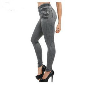 Women's Casual Warm Legging Denim Leggings Plus Size Elastic Slim High Waist Legging With Pocket