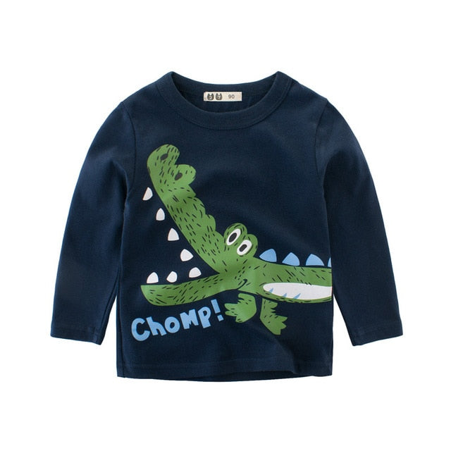 Children Girls Boys a Boy Shirt Child Kid's Dinosaur Kid Cotton Cartoon Tops Clothing Clothes