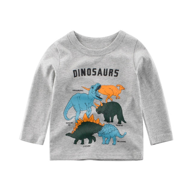 Children Girls Boys a Boy Shirt Child Kid's Dinosaur Kid Cotton Cartoon Tops Clothing Clothes