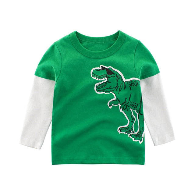 Children Girls Boys a Boy Shirt Child Kid's Dinosaur Kid Cotton Cartoon Tops Clothing Clothes