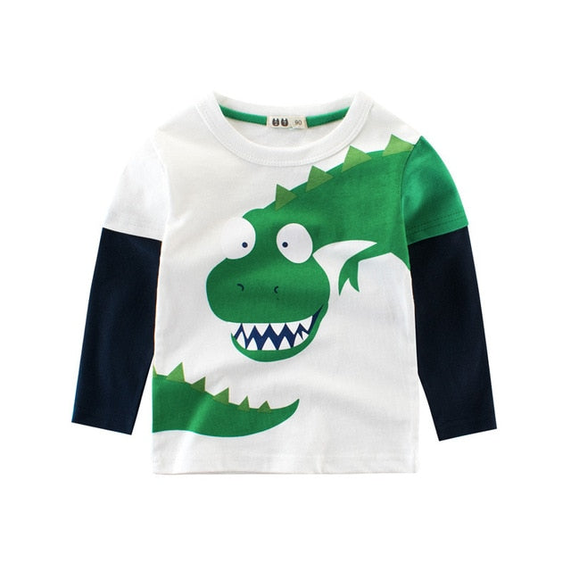 Children Girls Boys a Boy Shirt Child Kid's Dinosaur Kid Cotton Cartoon Tops Clothing Clothes