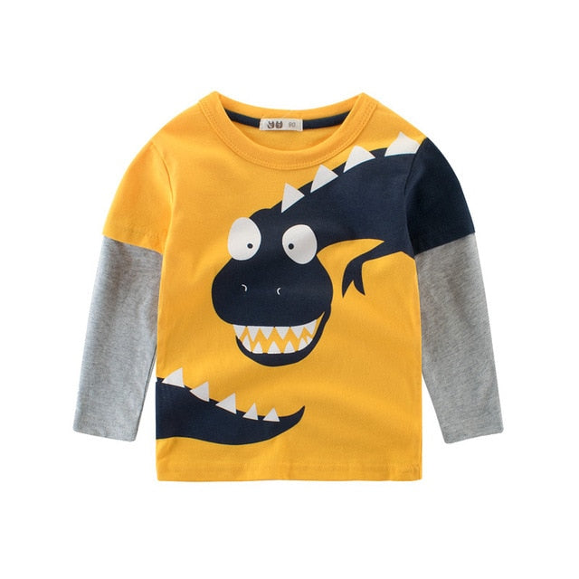 Children Girls Boys a Boy Shirt Child Kid's Dinosaur Kid Cotton Cartoon Tops Clothing Clothes