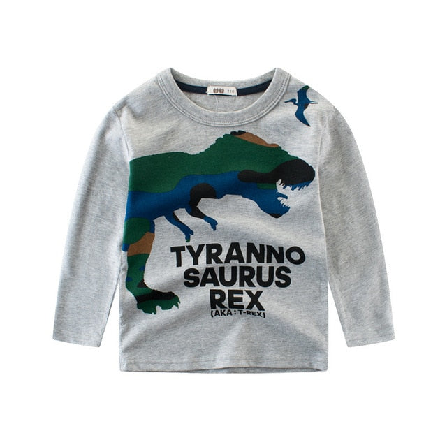 Children Girls Boys a Boy Shirt Child Kid's Dinosaur Kid Cotton Cartoon Tops Clothing Clothes