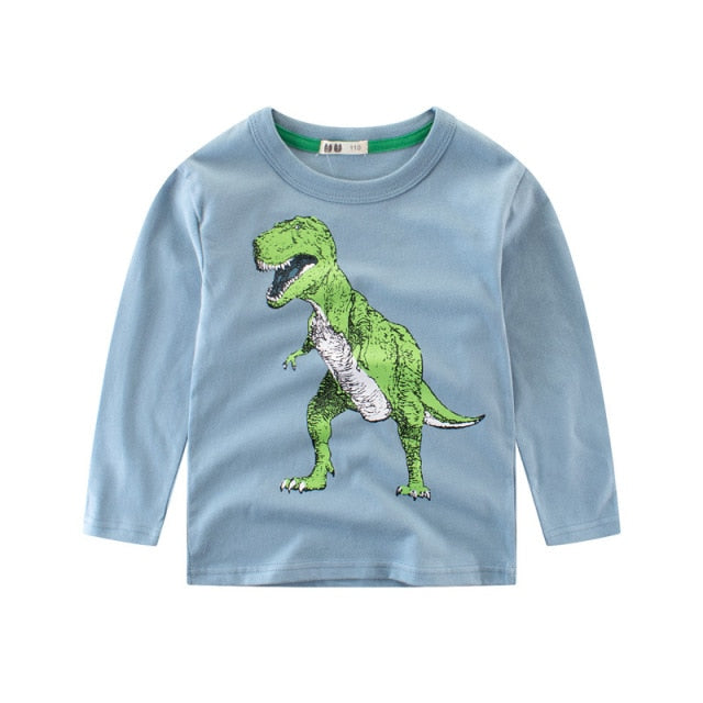 Children Girls Boys a Boy Shirt Child Kid's Dinosaur Kid Cotton Cartoon Tops Clothing Clothes