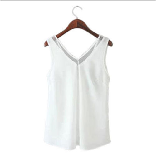 Online discount shop Australia - Casual Women Lace V-Neck Vest Chiffon Sleeveless Tank Top fashion clothing