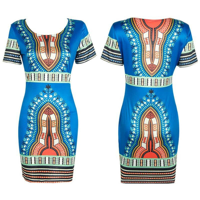 Summer Dress Mini African Tranditional Print Dashiki Dress Ladies Dresses Folk Art African Women Dress Clothing