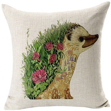 Online discount shop Australia - Animal Cushion Cover Hedgehog Fox Cotton Linen Chair Seat Decorative Pillow Cover 45x45cm Pillowcase Home Living Textile