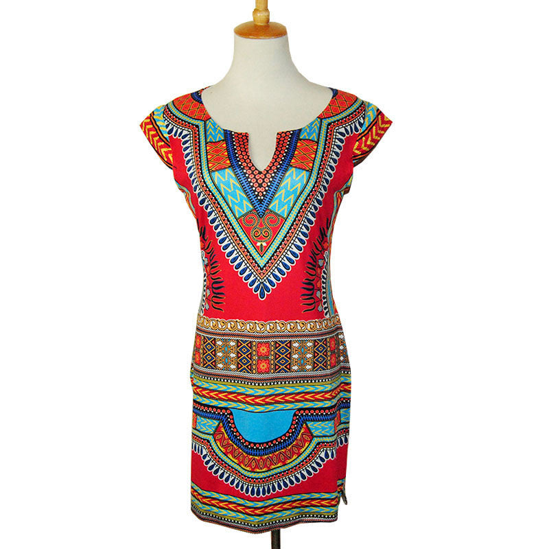 Online discount shop Australia - Boho Tranditional African Print Dashiki Dresses for Women Sexy Club Bodycon Summer T Shirt Dress 2017 Red Tunic Clothing Robe
