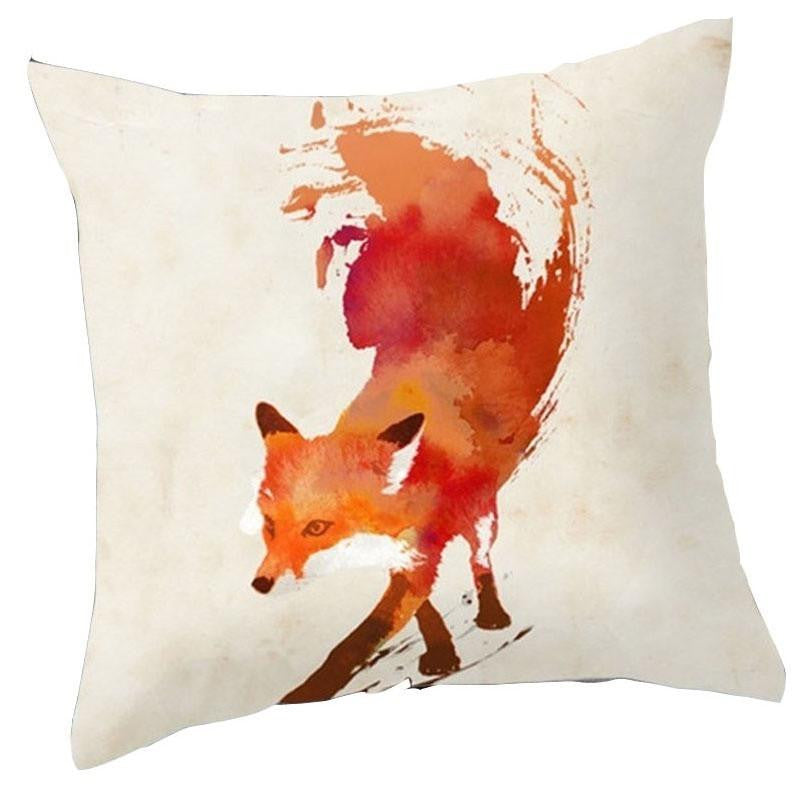 Wild Animal Fox Pattern Cotton Linen Cushion Cover Decorative Chair Waist Square 45x45cm Pillowcase Pillow Cover Home Living