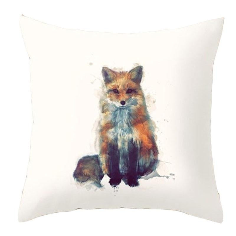 Wild Animal Fox Pattern Cotton Linen Cushion Cover Decorative Chair Waist Square 45x45cm Pillowcase Pillow Cover Home Living