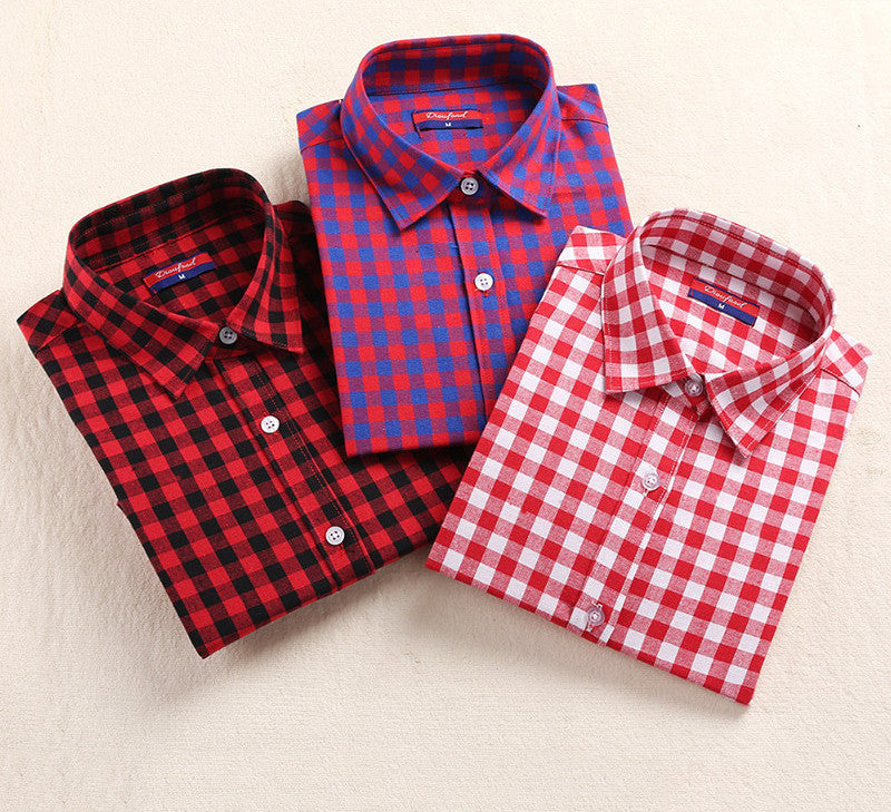 Plaid Shirt Women Blouses Long Sleeve Blouse Women Shirts Plaid Flannel Womens Tops Fashion