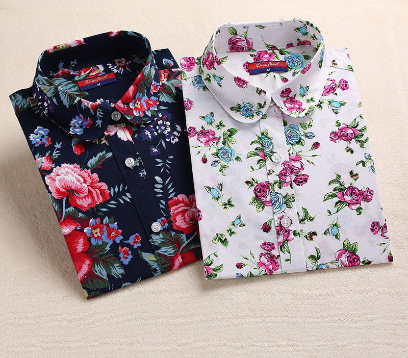Online discount shop Australia - Floral Shirts Women Blouses Blouse Cotton Long Sleeve Shirt Women Tops And Blouses New Fashion 5XL