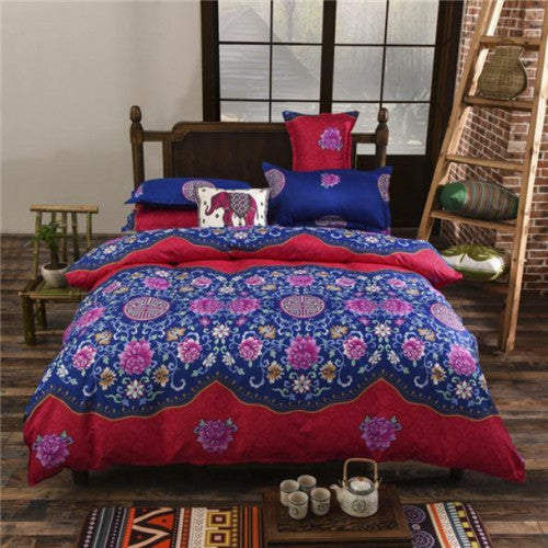 Online discount shop Australia - Bohemian style Floral Printing Twin/Queen/King size boho bedding set 4pcs duvet cover set bed linen