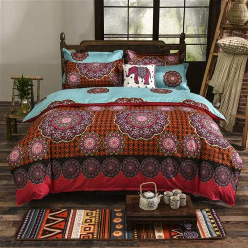 Online discount shop Australia - Bohemian style Floral Printing Twin/Queen/King size boho bedding set 4pcs duvet cover set bed linen