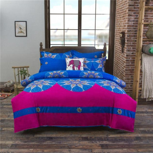 Online discount shop Australia - Bohemian style Floral Printing Twin/Queen/King size boho bedding set 4pcs duvet cover set bed linen