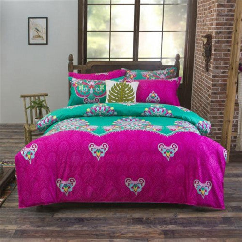 Online discount shop Australia - Bohemian style Floral Printing Twin/Queen/King size boho bedding set 4pcs duvet cover set bed linen