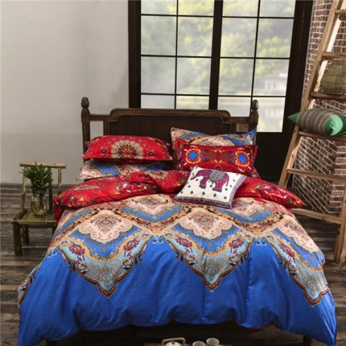 Online discount shop Australia - Bohemian style Floral Printing Twin/Queen/King size boho bedding set 4pcs duvet cover set bed linen