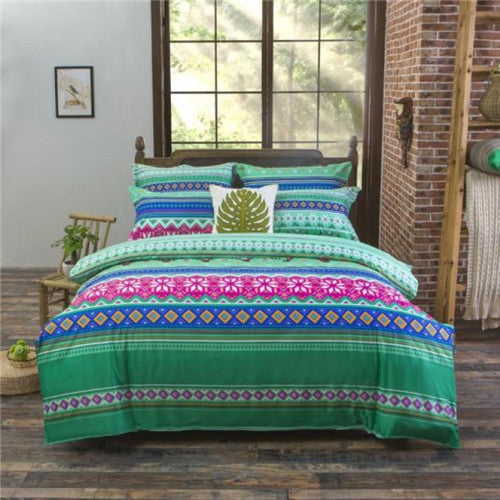 Online discount shop Australia - Bohemian style Floral Printing Twin/Queen/King size boho bedding set 4pcs duvet cover set bed linen