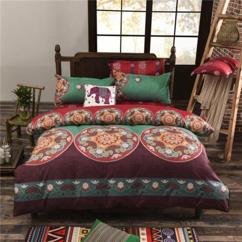 Online discount shop Australia - Bohemian style Floral Printing Twin/Queen/King size boho bedding set 4pcs duvet cover set bed linen