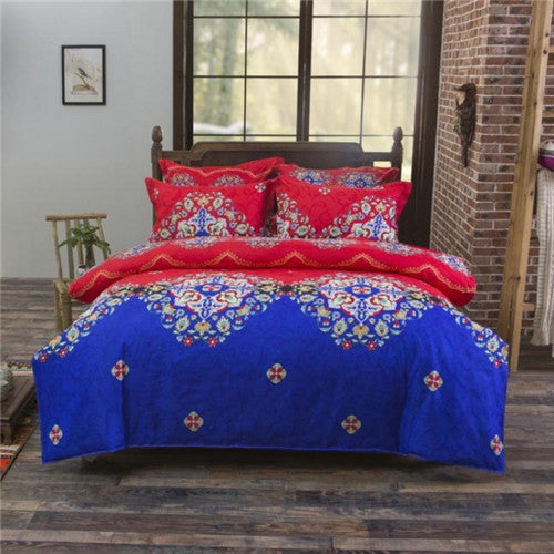 Online discount shop Australia - Bohemian style Floral Printing Twin/Queen/King size boho bedding set 4pcs duvet cover set bed linen