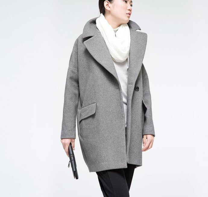 Online discount shop Australia - jacket women suit thicken woolen turn-down collar single breasted wide-waisted long mantle type outerwears