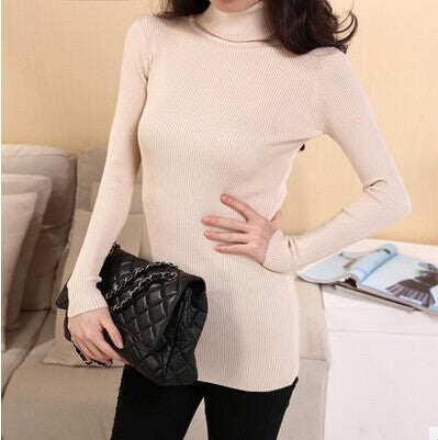 Online discount shop Australia - medium-long elastic sweater long-sleeve sweater female pullover turtleneck sweater