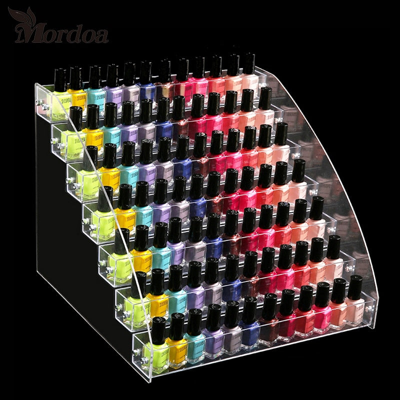 Acrylic Nail Polish Display Organizer 2-3-4-5-6-7 Layer Manicure Cosmetics Jewelry Display Stand Holder Clear Acrylic Makeup Box