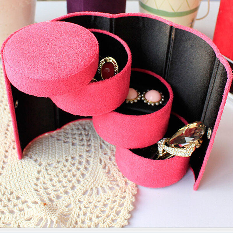 Useful 3 Layers Jewelry Box Accessories Cylinder Cases Necklace Earring Jewelry Holder Organizer Boxes