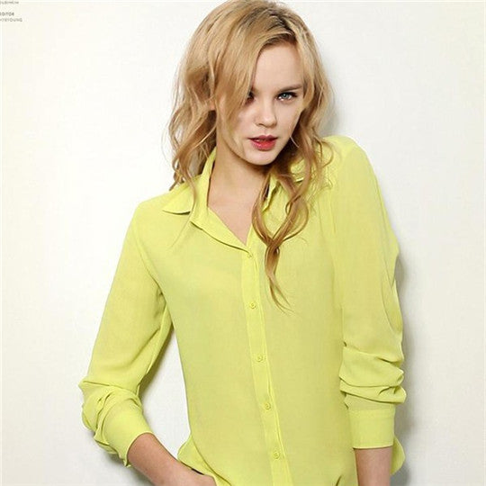 Online discount shop Australia - Long-sleeve Shirt Female Chiffon Women's Slim Women Blouses Direct  Button Solid Clothing