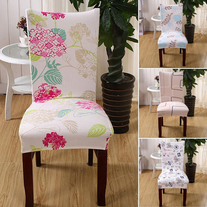 Stretch Short Removable Dining Chair Cover Room Stool Printing For Home Decor Folding Slipcovers Flat Chair Cover