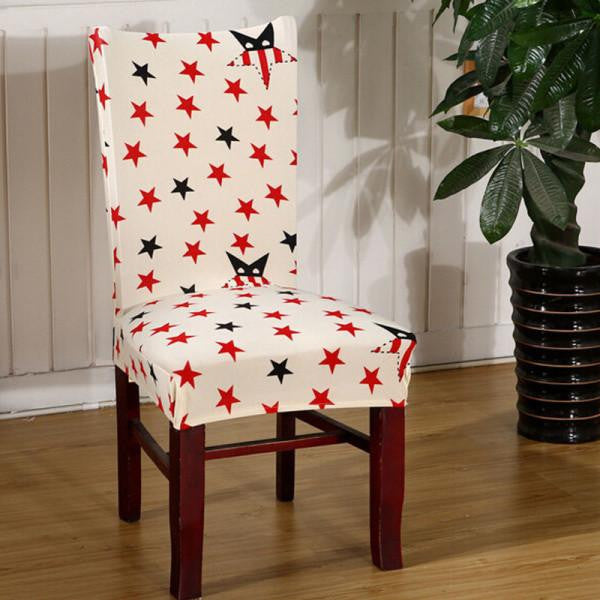 Stretch Short Removable Dining Chair Cover Room Stool Printing For Home Decor Folding Slipcovers Flat Chair Cover