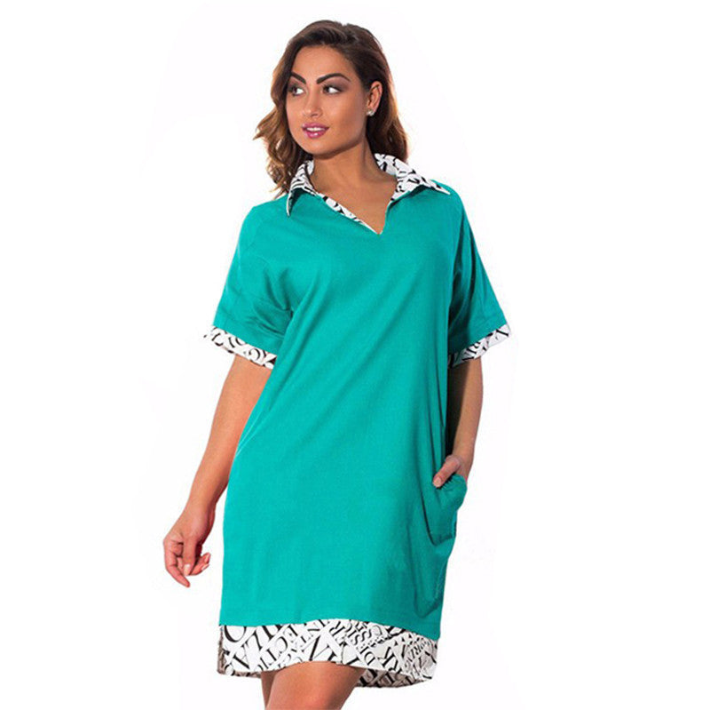 Plus Size L-6XL Turn down Collar Dress Plus Size Women's Clothing Dresses 5774 Y8664