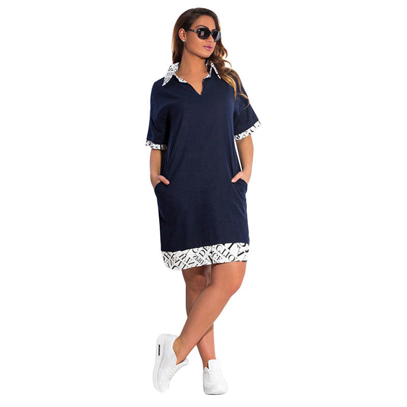 Plus Size L-6XL Turn down Collar Dress Plus Size Women's Clothing Dresses 5774 Y8664